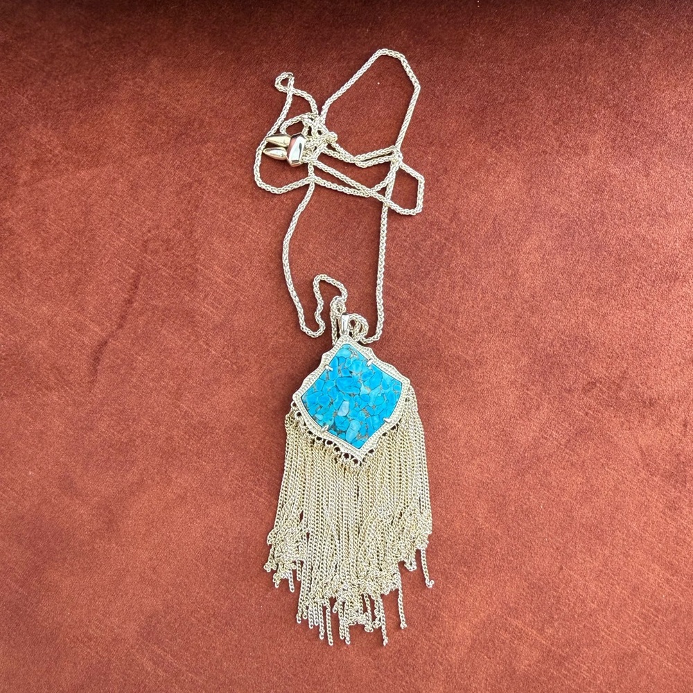Kendra Scott Light Gold Necklace with Turquoise Pendant